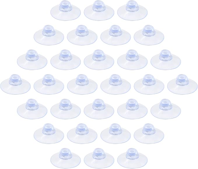 30 Pack Clear PVC Plastic Suction Cups, Anti-Collision, Transparent, Without