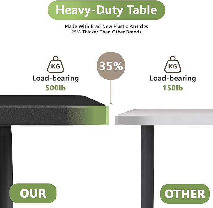 5ft Folding Table, Heavy Duty Plastic Card Table with Foldable Steel Legs, Metal Frame Support up to 500 lb, Portable for Indoor, Outdoor, Picnic, Camping, Dining, Party, Black