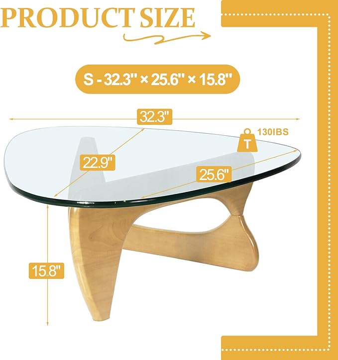 Glass Coffee Table, 35.8" Modern Center Table