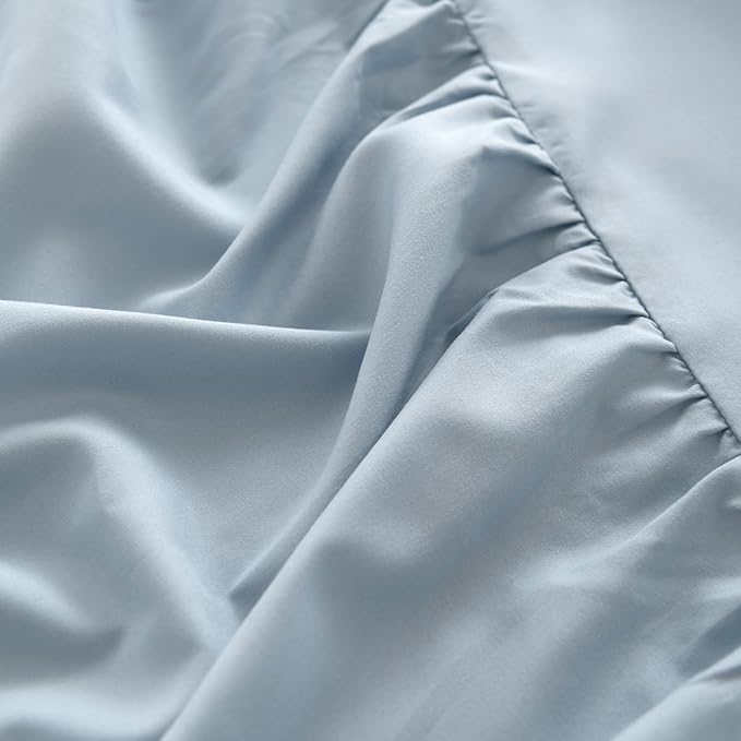TSUTOMI Bed Skirt Twin Size Ruffled Bed Skirt with Split Corners, 14 Inch Drop Dust Ruffle Bed Skirts with Platform, Gathered Style, 100% Microfiber, Grayish Blue