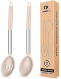 BUNDLEPRO Silicone Cooking Spoons for Nonstick Cookware, 2 Pack, KHAKI