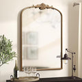 Besdomus Antique Gold Arched Mirror: 24"x36" French Large Arch Gold Vintage Wall Mounted Mirror - Traditional Ornate Home Decor for Entryway/Fireplace/Bathroom/Bedroom - Idea for Fashion-Conscious