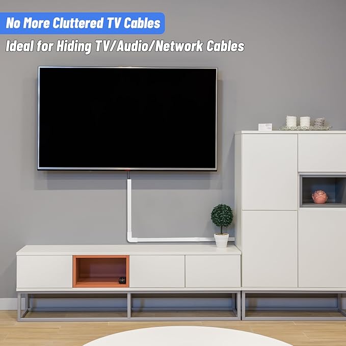 Cord Cover Raceway Kit, 628 in Cable Cover Channel, Paintable Cord Concealer System Cable Hider, Cord Wires, Hiding Wall Mount TV Powers Cords in Home Office, 40 X L15.7in X W0.95in X H0.55in