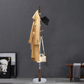 Coat Racks FreeStanding with 11 Hooks, Natural Wood Coat Rack with Solid Round Base, Adjustable Height Coat Racks, Easy Assembly for Hallway, Bedroom and Office (Walnut Metal)