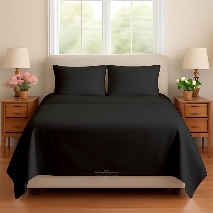 Sleeper Sofa 4 Piece Bed Sheet Set Premium Quality 100% Cotton 500 Thread Count, Smooth & Super Soft Sateen Weave, Extra Soft Bed Sheets, Wrinkle Free, 4 Inch Deep Pocket (Twin, Black)
