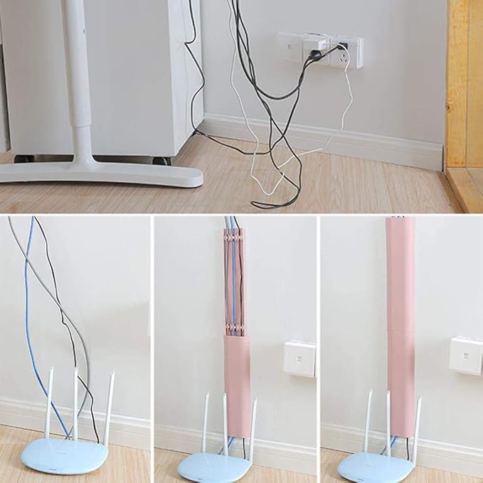 Cable Concealer Cord Cover, Airlxf 4 PCS Self-Adhesive Wall Cable Covers with 8 PCS Double-Side Tapes for TV Computer Office Theater (4PCS Gray)