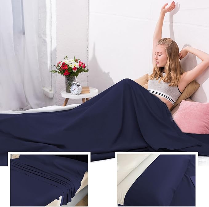 Sleeping Bag Liner,Travel Sheet & Adult Sleep Sack, Camping Sheets Travel Sleep Sack for Backpacking,Hotels & Hostels -Lightweight Single &Double Travel Sheet Camping Sheets