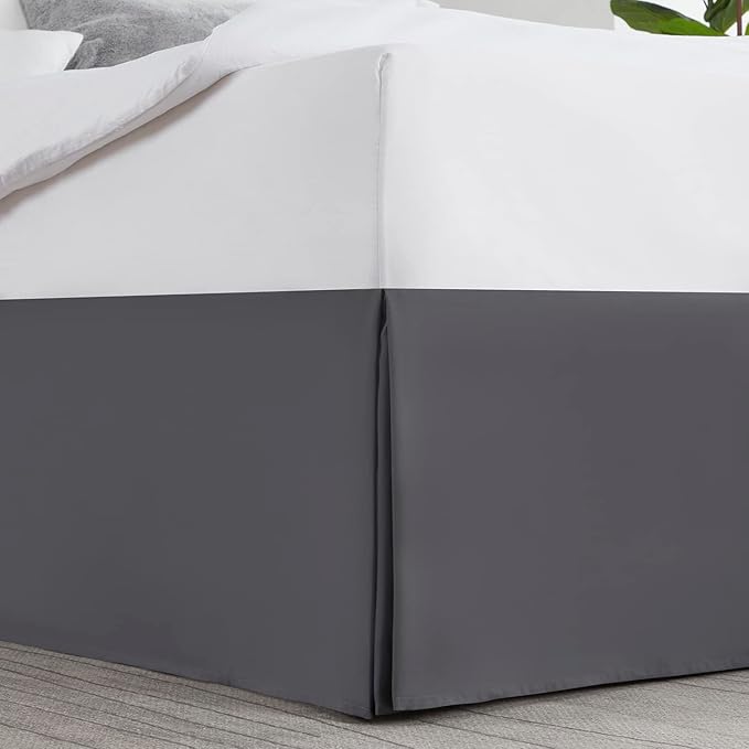 Nestl Dark Gray Twin XL Bed Skirt - Twin XL Size Bed Skirt 14 Inch Drop - Brushed Microfiber Bed Skirts - Hotel Quality Pleated Bed Skirt - Shrinkage & Fade Resistant