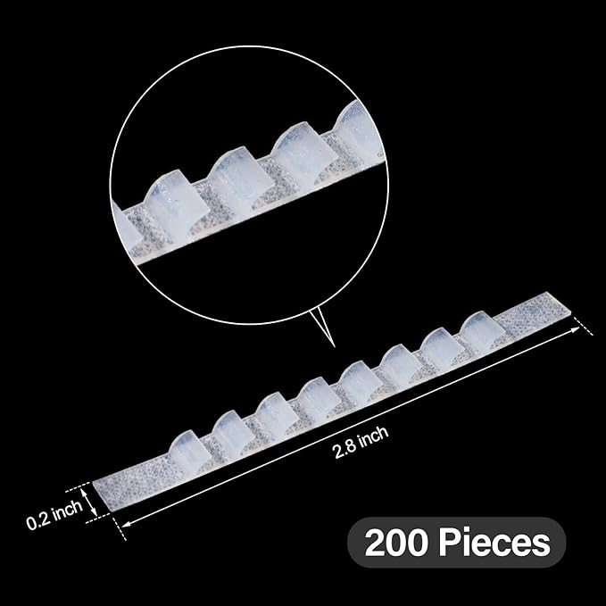 Yalikop 200 Pcs Non Slip Rubber Clothes Hanger Grips Adhesive Clothing Hanger Grip 2.8 x 0.2 Inch Clothes Hanging Accessories with Fins Strips Grippers for Home Stores Use (Clear)