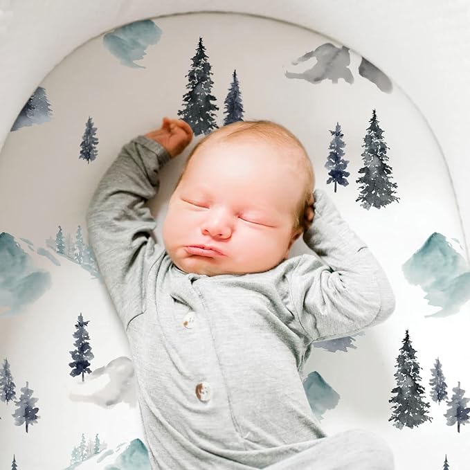 GRSSDER Stretchy Ultra Soft Fitted Bassinet Sheet Set 3 Pack, Universal Fit for Bassinets Baby Cradle Moses Basket Oval Rectangle Mattress Snug and Safe, Cute Wild Forest Mongooses for Baby