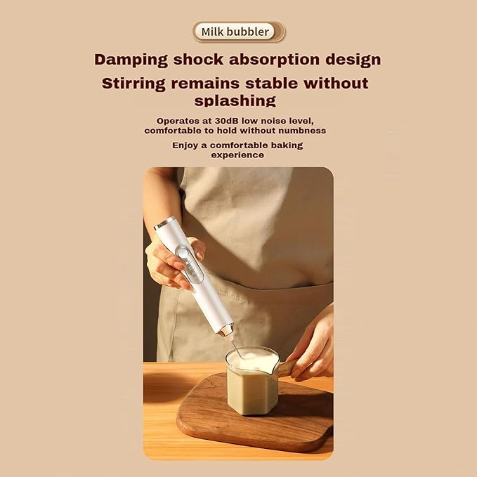 Milk Frother Handheld, Rechargeable Coffee Frother Wand with 2 Stainless Whisks 3 Speeds, Drink Mixer, Electric Foam Maker, Hand Mixer for Lattes, Cappuccino, Matcha, Egg,