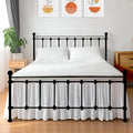 Shreem Linen Ruffled Bed Skirt with Split Corners, Gathered Style, 100% Microfiber, 21-Inch Drop, Dust Ruffle Bedskirt with Platform, Cal-King, White