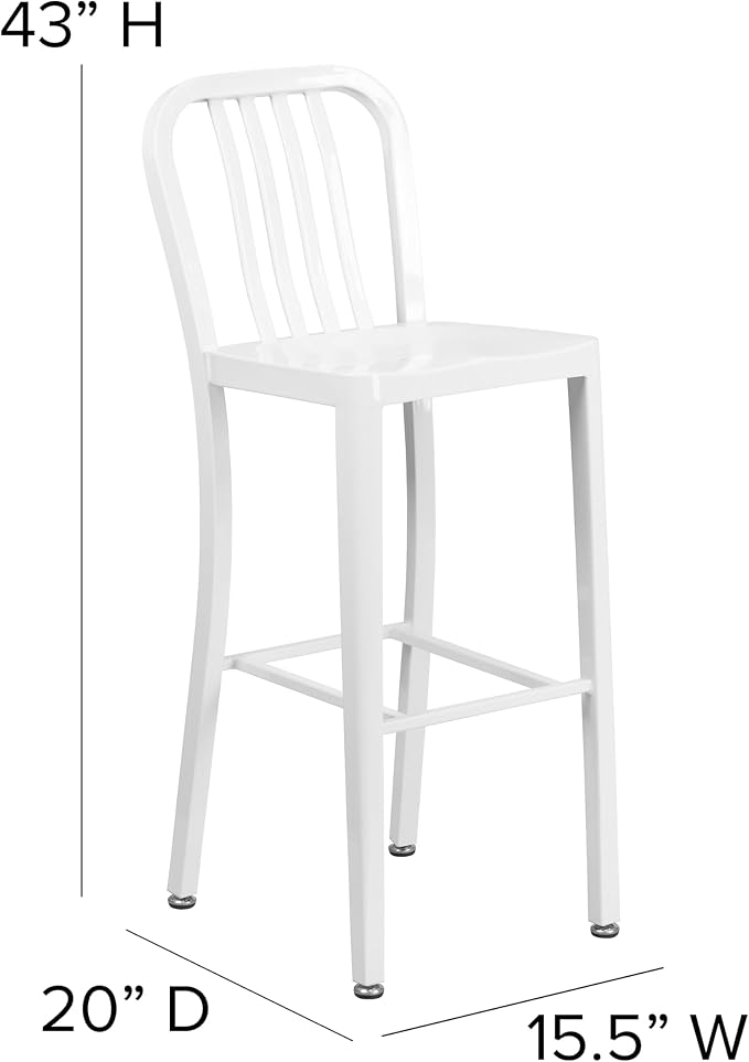 Flash Furniture Gael Commercial Grade 2 Pack 30" High White Metal