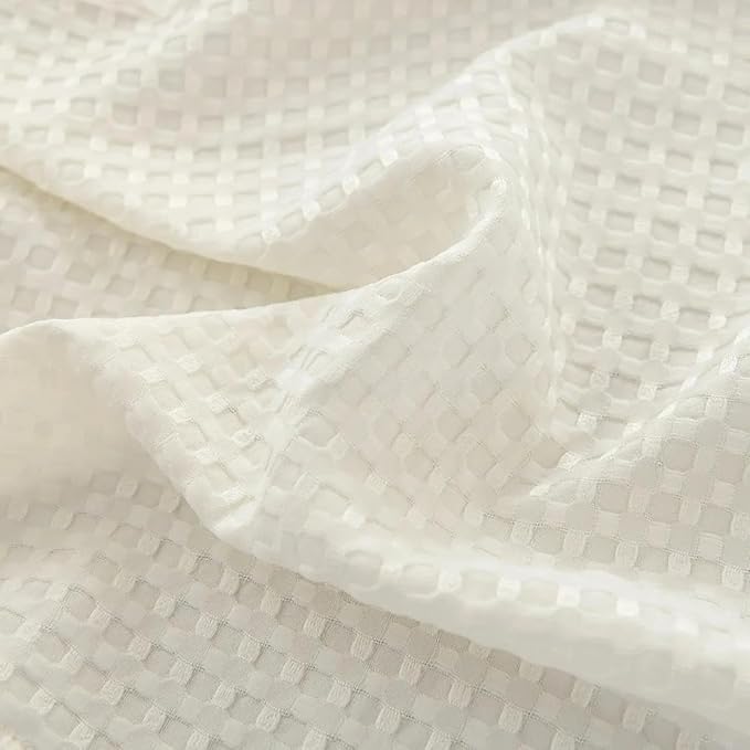 Full Bed Skirt - Bed Skirts 12 Inch Drop with Split Corners, Ivory Pleated Waffle Weave Bed Skirt, Tailored Dust Easy Fit, Machine Washable (12" Full)