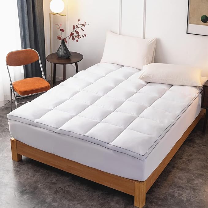 DROVAN Mattress Pad Twin Size - Extra Thick Mattress Cover - Pillow Top Deep Pocket with Breathable 7D Spiral Fiber Filling Cooling Mattress Topper