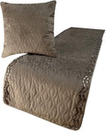 The HomeCentric King Queen Twin Gray Handmade Full 68"x18" Bed Runner with 2 Pillow Cover, Quilted & Crystals Bed Scarf on Velvet Fabric - Grey Diamond Symphony