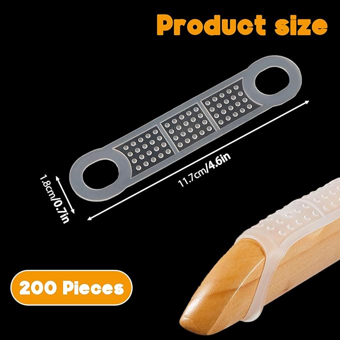 100 Pcs Non-Slip Rubber Hanger Grips – Clear Adhesive Clothes Hanger Strips for Wooden Hangers, Durable Anti-Slip Clothing Accessories for Home, Hotels, and Stores（Style B）