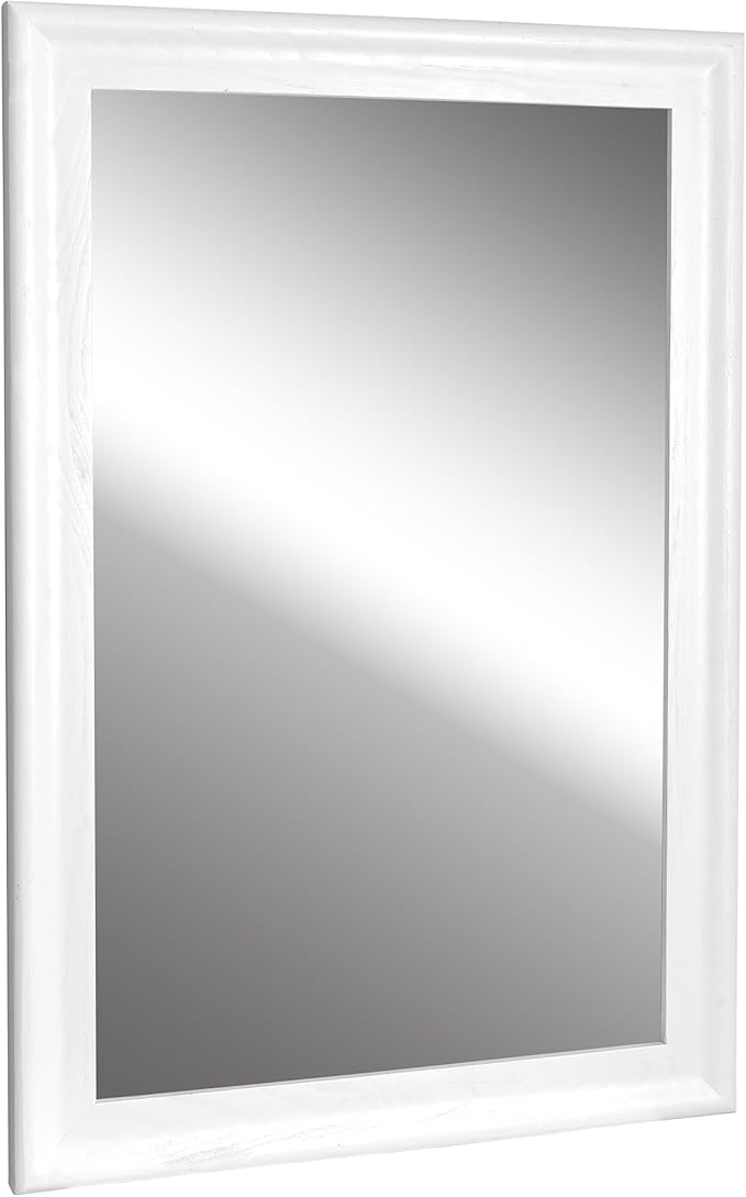 CULER White Wood Wall Mirror for Bathroom,Rectangle Rustic 24 x 36 inch Hanging Vanity Mirrors with Wooden Frame for Living Room,Bedroom,Entryway (24x36 inch, White)