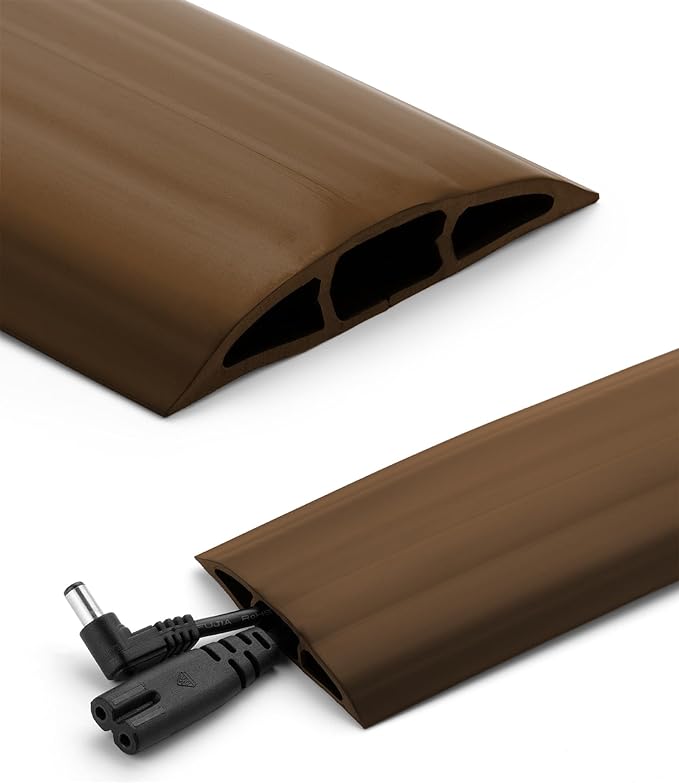 Bates- Floor Cord Cover, 10ft, Cable Cavity 0.6" (W) x 0.31" (H), Heavy Duty Wire Protector, PVC Extension Cords Hider, Protect Cords, Prevent Cable Trips, Cord Hider for Office, Home, Outdoor