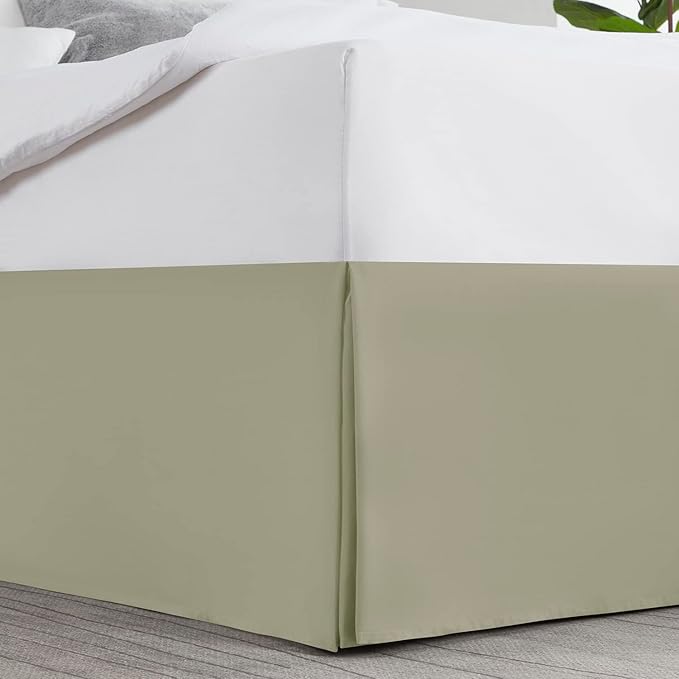 Nestl Green Full Bed Skirt - Full Size Bed Skirt 14 Inch Drop - Brushed Microfiber Bed Skirts - Hotel Quality Pleated Bed Skirt - Shrinkage & Fade Resistant