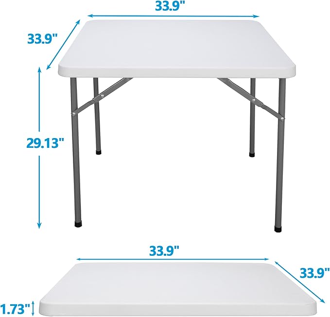 SUPER DEAL 33 Inch Folding Card Table, Indoor Outdoor Portable Plastic Kitchen or Camping Picnic Party Wedding Event Table, White