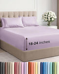 Extra Deep Pocket Cal King Sheets - 4 Piece Breathable & Cooling Bed Sheets - Hotel Luxury Bed Sheet Set - Soft, Wrinkle Free & Comfy - Easily Fits Extra Deep Mattresses - Light Lavender Sheets Set