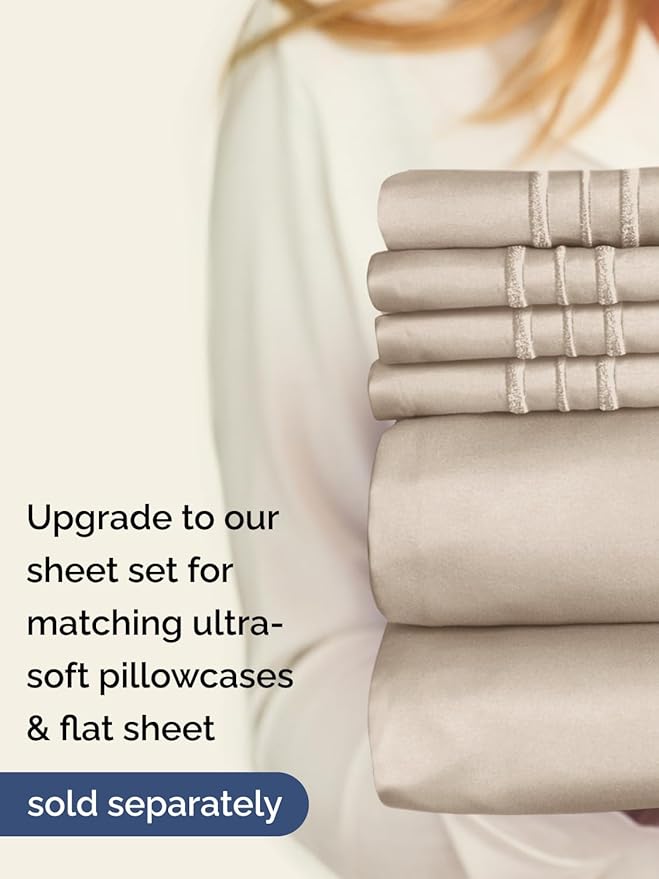 Extra Deep Twin Fitted Sheet - Hotel Luxury Single Fitted Sheet Only - Easily Fits 18 inch to 24 inch Mattress - Ultra Soft, Wrinkle Free w/Extra Deep Pockets - Easy-Care, Breathable & Comfy - Wheat
