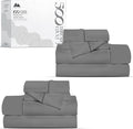 Mayfair Linen 100% Egyptian Cotton 2 Pack Twin Sheet Set - 500 Thread Count Cotton Sheets Twin Size (6 PC, Dark Grey), Extra Soft, Cooling, Sateen Weave, 16" Deep Pocket College Dorm Room Bed Sheet
