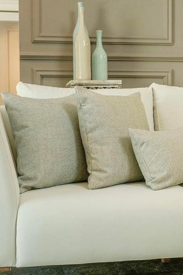 Haven & Glow Decorative Throw Pillow Cover – Square Cushion Case with Zipper | Modern Sofa, Couch & Bed Accent Pillow Covers for Living Room, Bedroom & Home Decor | 18 x 18 inches – Silver Blue – 2 Pc