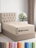 Extra Deep Twin Fitted Sheet - Hotel Luxury Single Fitted Sheet Only - Easily Fits 18 inch to 24 inch Mattress - Ultra Soft, Wrinkle Free w/Extra Deep Pockets - Easy-Care, Breathable & Comfy - Wheat