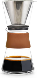 GROSCHE Amsterdam Glass Pour Over Coffee Maker with Steel Filter 27.6 Fl Oz