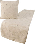 The HomeCentric King Queen Twin White Decorative Queen 74"x18" Bed Runner with Pillow Cover, Mirror Embroidery Bed Scarf on Cotton Fabric - Mirror Lover