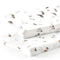 GRSSDER Stretch Ultra Soft Jersey Knit Changing Pad Cover Set 2 Pack, Change Table Pad Covers Fit 32"/34" x 16" Pads Safe and Snug, Cute Watercolor Cows and Birds Print for Boys and Girls