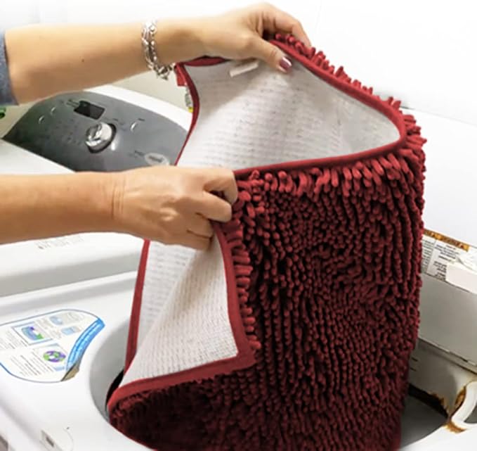 Muddy Mat® Shown on TV – Super Absorbent Microfiber Dog Door Mat for Muddy Paws, Non-Slip Washable Pet Rug, Quick Dry Chenille Entryway Carpet, Machine Washable Indoor Outdoor mat, Red 35"x24"