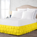 Multi-Ruffle Bed Skirt, Soft Multi Elastic Dust Ruffles with Wrap Around Bed Skirt Easy Fit with 18 Inch Drop 100% Cotton 800 Thread Count (Twin XXL, Yellow)