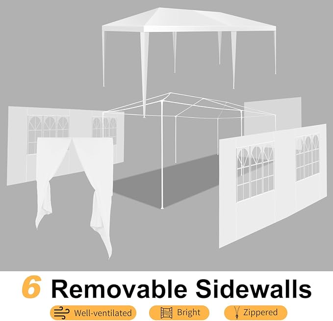 HOTEEL 10x20FT Party Tent Outdoor Canopy Tents for Parties with 6 Removable Sidewalls & 2 Doors, Carpas para Fiestas Waterproof for Gazebo Large Backyard Shelter Patio Wedding Events Tent BBQ White