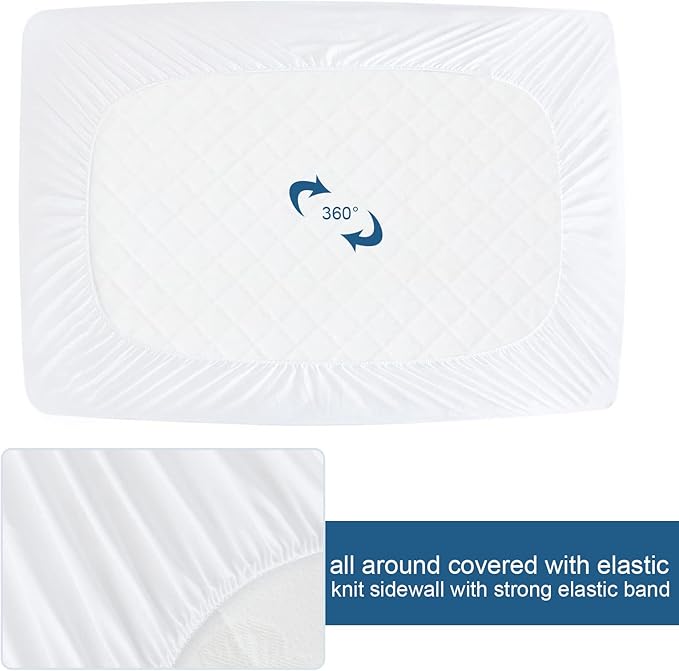 Full Size Mattress Protector Waterproof Mattress Topper Pad Cover Fitted Bed Sheets Full up -14'' Terry Super Soft & Breathable & Noiseless Mattress Protector Machine Washable