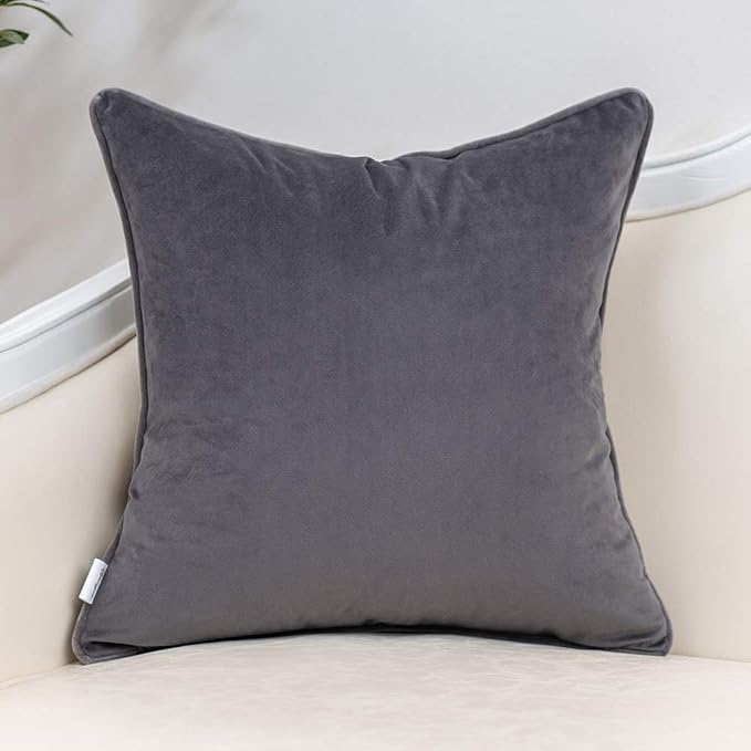 Yangest Grey Striped Throw Pillow Cover Multicolor Velvet Cushion Cover Modern Bohemian Pillowcase for Sofa Couch Bedroom Living Room Home Christmas Decoration,18x18 Inch
