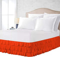 Multi-Ruffle Bed Skirt, Soft Multi Elastic Dust Ruffles with Wrap Around Bed Skirt Easy Fit with 18 Inch Drop 100% Cotton 800 Thread Count (California King, Orange)