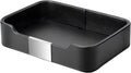 SANZIE Luxury Leather Tray Organizer Valet Tray Key Tray for Entryway Table Desktop Storage Catchall Tray Decorative Tray for Jewelry Keys Wallet Phone Watch (Metal Silvered, Black)