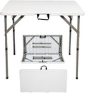 Outvita Plastics Folding Table Height Adjustable Indoor Outdoor Square Picnic Table with Carry Handle, Lock for Camping, Party, Picnic, BBQ White