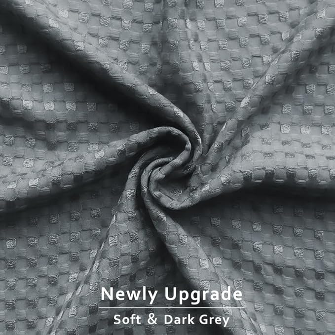 MIYE Pleated Waffle Weave Bed Skirt, Tailored Dust Ruffle 22 Inch Drop Easy Fit, Machine Washable (Dark Grey,Cal King - 22" Drop)