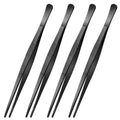 Yaomiao 4 Packs 10 Inch Cooking Tweezers Bar Kitchen Tongs, Black
