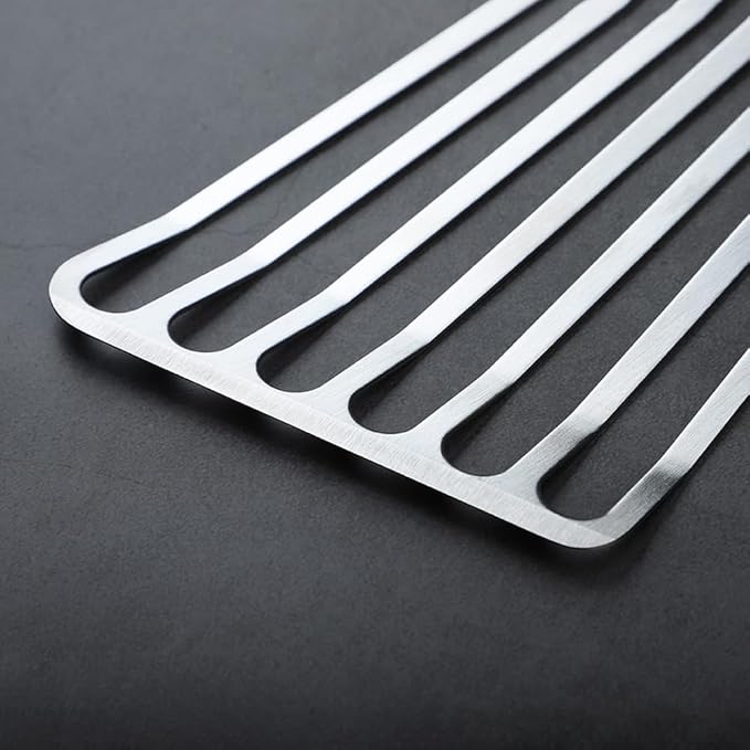 MSY BIGSUNNY Heavy Duty Fish Turner, Stainless Steel Slotted Turner with Pakkawood Handle, 4X13 Inches