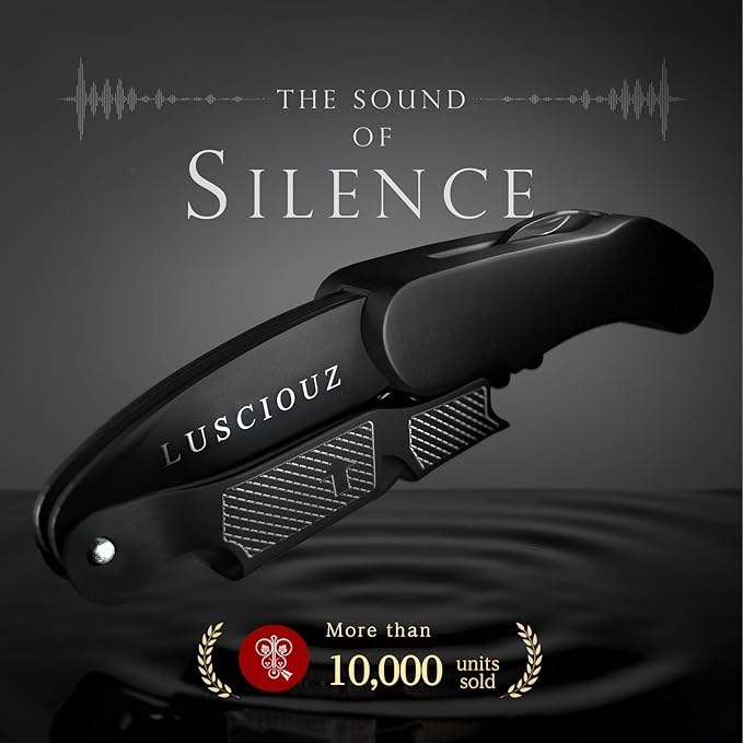 LUSCIOUZ Zero Resistance THE HELIX Corkscrew Silent Wine Bottle Opener Waiters Corkscrew Wine Key (5 Coil_Black)