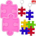 WILLBOND 2 Pcs Puzzle Silicone Mold with 10 Key Rings, Keychain Mold