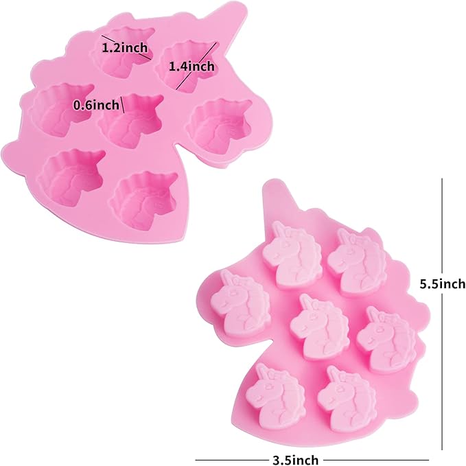 Vpqnee 3 Pack Medium Size 7 Cavities Unicorn Silicone Chocolate Mold for Making Unicorn Shape Gummy, Candy, Chocolate, Ice Cube, Jelly, Mousse, Small Cake
