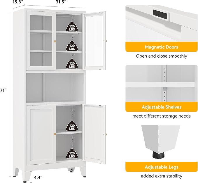 YAUWOH 69" Tall Metal Pantry Cabinet