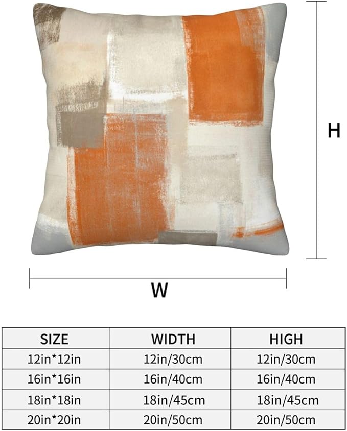 bassyil Orange Grey Abstract Art Painting Throw Pillow Covers Decorative Linen Pillow Cases Set of 2 Square Cushion Cover for Couch Sofa Bedroom Patio 18x18 Inch