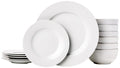 Amazon Basics Porcelain Dinnerware Set, Microwave and Dishwasher Safe, Service for 6, 18-Piece, Plates, Bowls, White